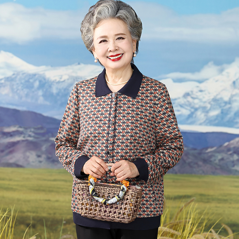 中老年人秋装女妈妈长袖衬衫薄款外套老人太太上衣奶奶装2025新款