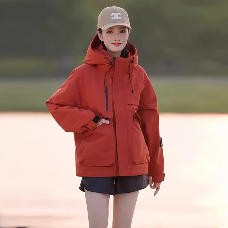 派克羽绒棉服女短款2024冬季新款宽松休闲保暖工装连帽冲锋衣外套