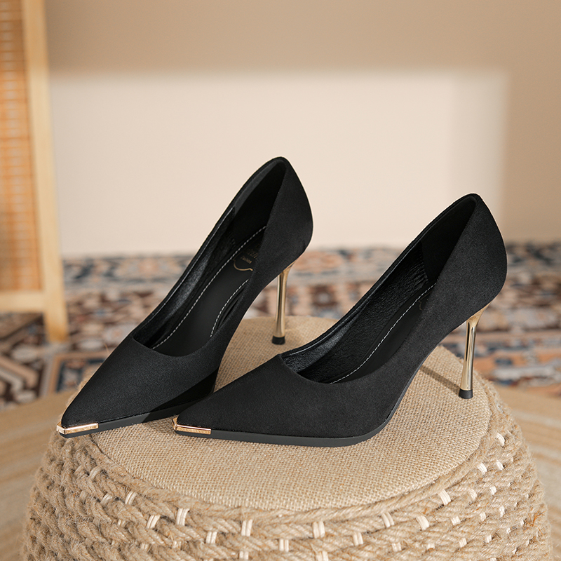 sufeifei/苏妃妃时尚百搭小众耐磨浅口橡胶宴会浅口通勤高跟鞋251