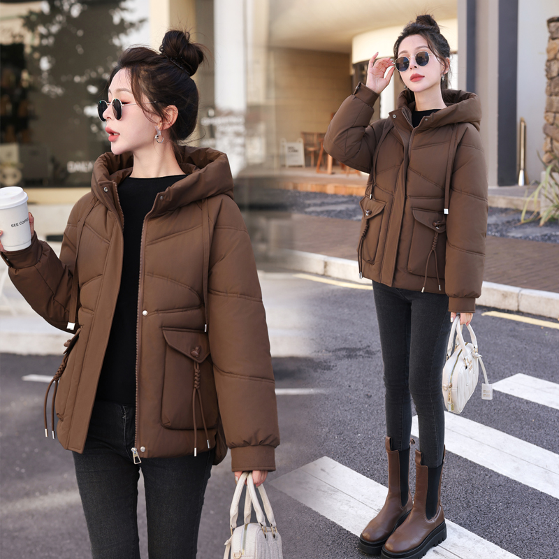 2025冬季女款短款棉衣加厚保暖连帽宽松显瘦棉袄外套大码新款