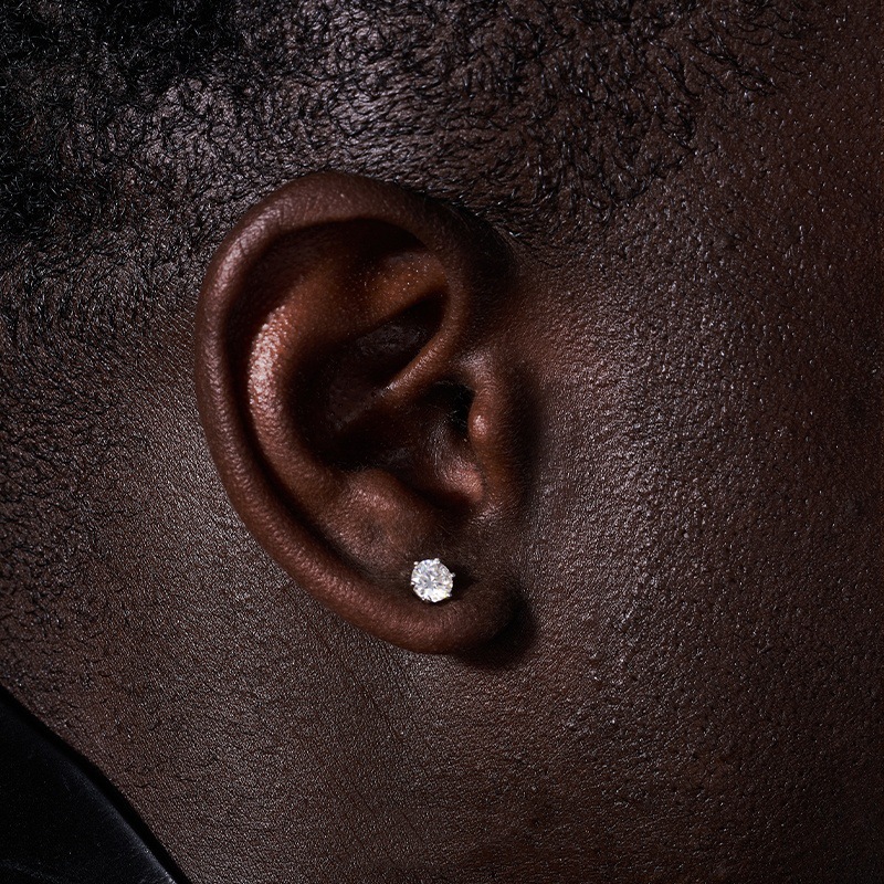 925银合成锆石耳饰 BTSP 欧美经典款圆形大锆石潮牌嘻哈美式耳钉