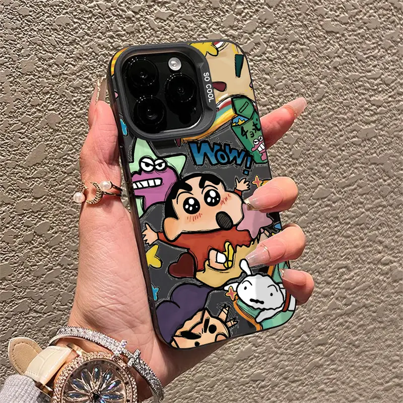 涂鸦蜡笔小新适用苹果16pro手机壳iphone15/12/13/xs磨砂14软壳11