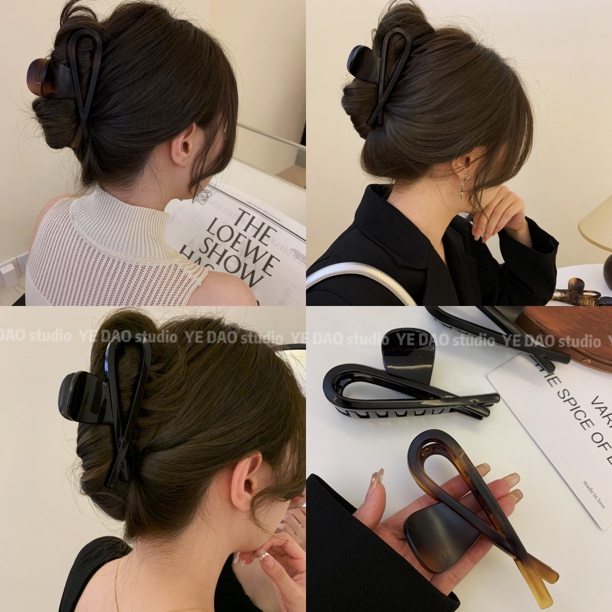 鱼尾小众高级感鲨鱼抓夹韩版气质百搭复古简约款黑色蝴蝶结发夹