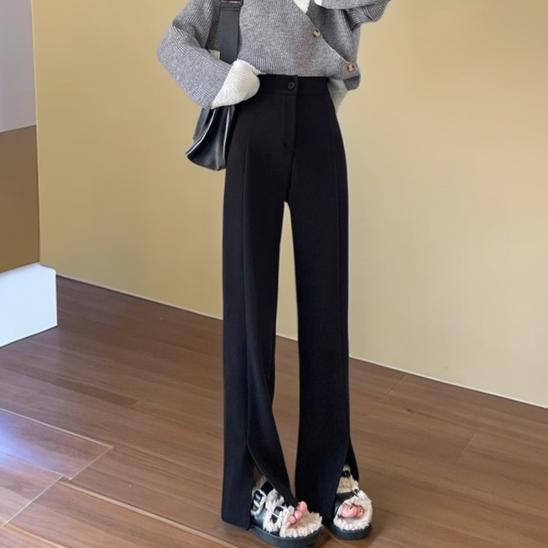 开叉裤女2025夏季爆款高腰垂感宽松阔腿裤胖mm大码外穿显瘦西装裤