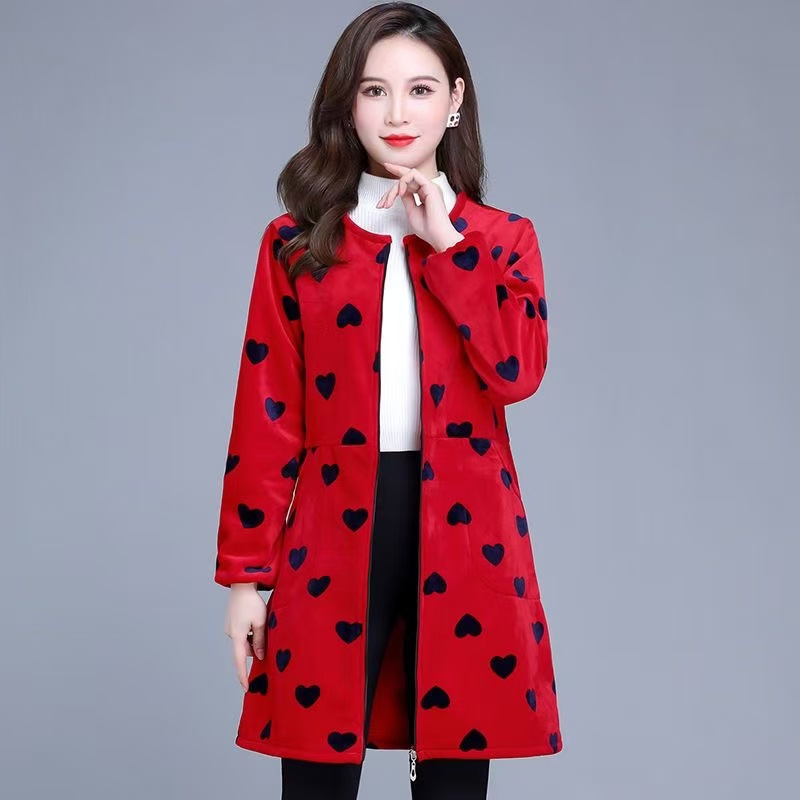 成人水晶绒保暖罩衣女士加绒防脏罩衣厨房围裙外穿洋气时尚工作服