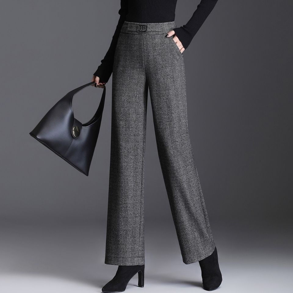 加厚毛呢阔腿裤女裤子2025秋冬新款宽松显瘦直筒裤呢子裤休闲长裤