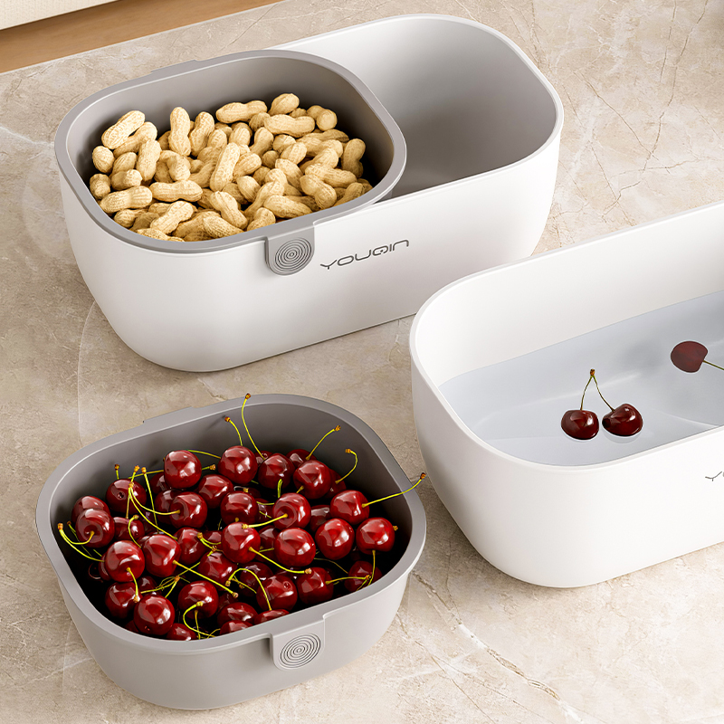 懒人瓜子零食水果收纳盒双层加厚家用客厅收纳篮家用果盘沥水盘