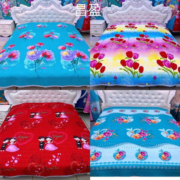多花型双人床单床盖可选保暖双面绗缝夹棉可铺可盖三层加厚家用