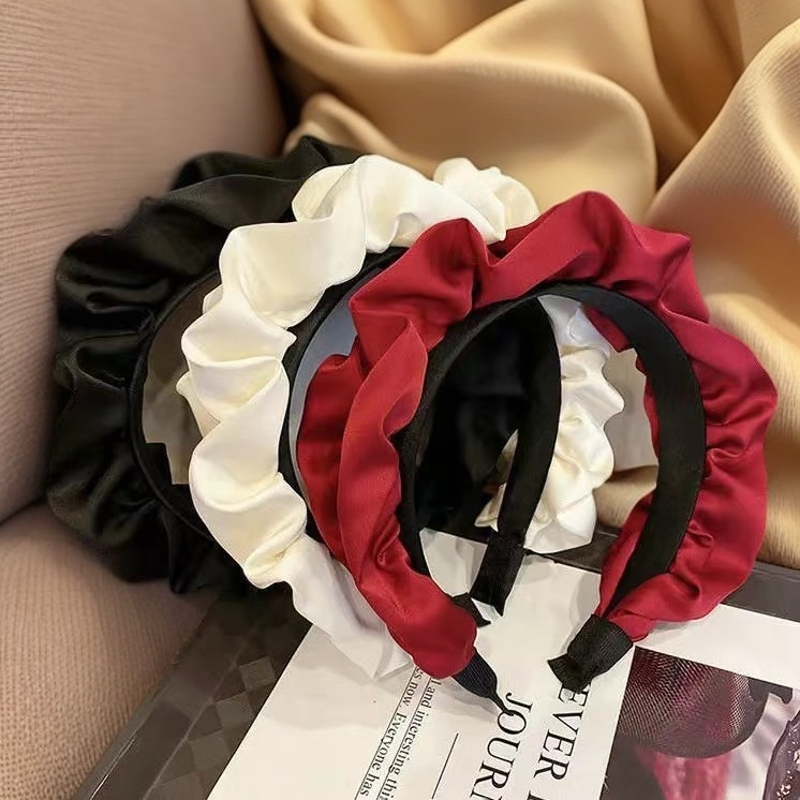 高颅顶大肠褶皱发箍女宽边发饰显脸小洗脸复古高级感饰品发夹