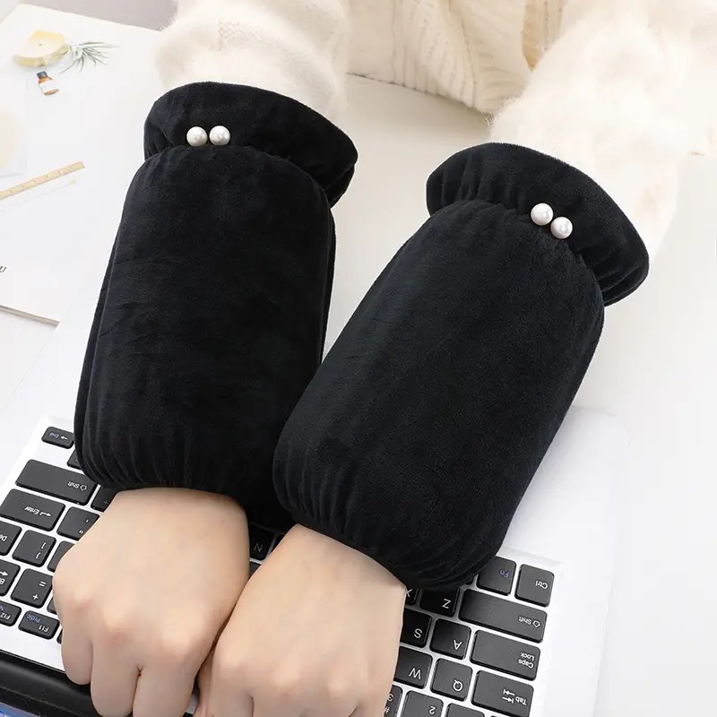 短款珍珠绒布袖套女士冬季防污套袖办公室上班防脏袖头羽绒服护袖