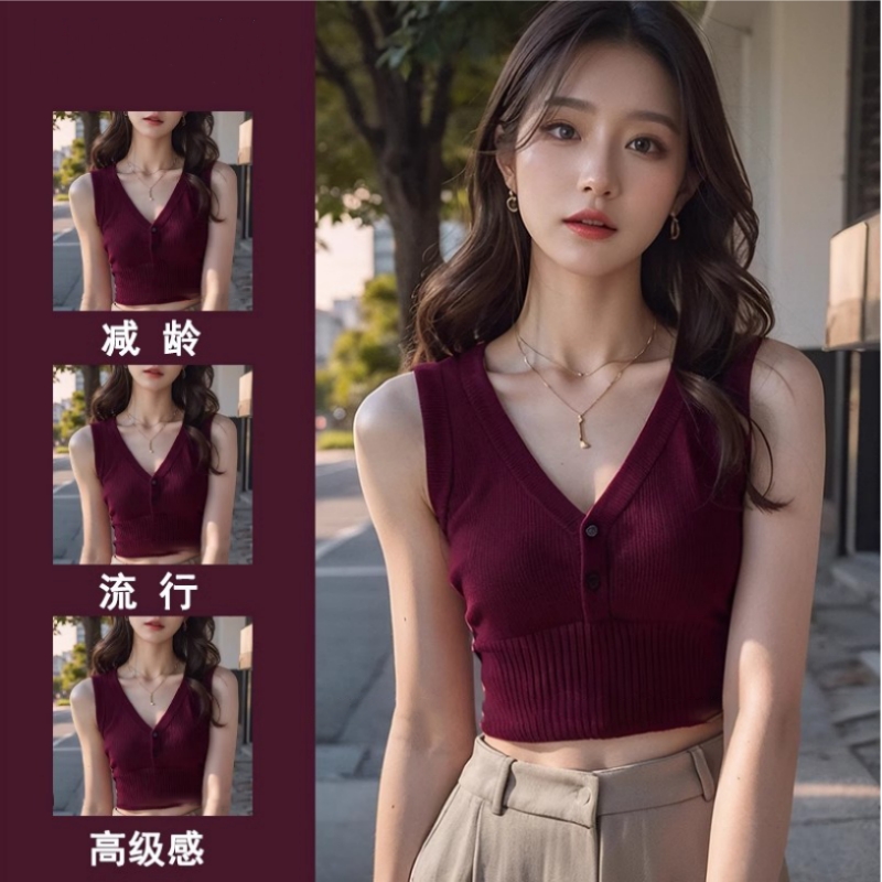 红色针织吊带背心女夏季外穿打底内搭小个子流行别致无袖短款上衣