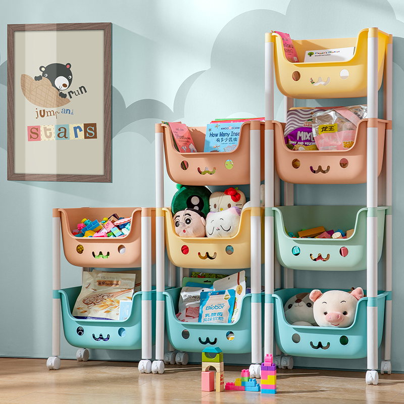 【埋埋】儿童玩具收纳架零食玩具图书置物架客厅家用可移动小推车