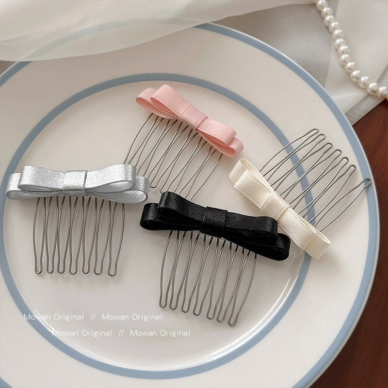 甜美蝴蝶结刘海梳发夹女碎发整理神器夹子发梳插梳发卡子盘发头饰