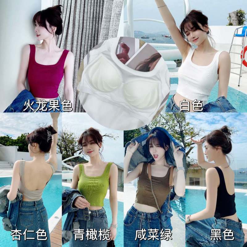 升级人手一件防走光背心自带杯垫吊带美背打底百搭外穿运动夏季