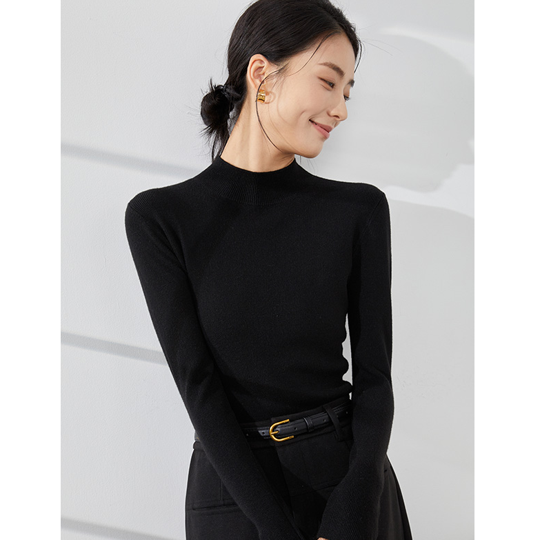 【小陈甄选】8444090毛衫女打底衫内搭毛衣保暖纯色时尚百搭毛衫