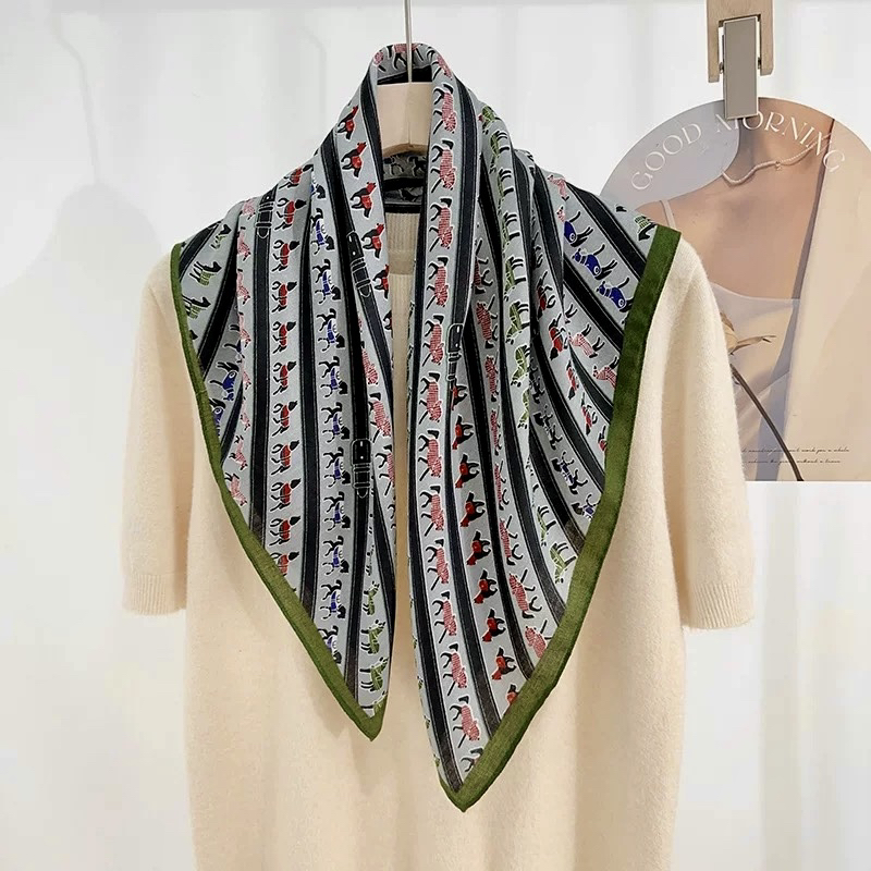 【骏马列队】帅气复古休闲运动 柔软舒适68cm中方巾