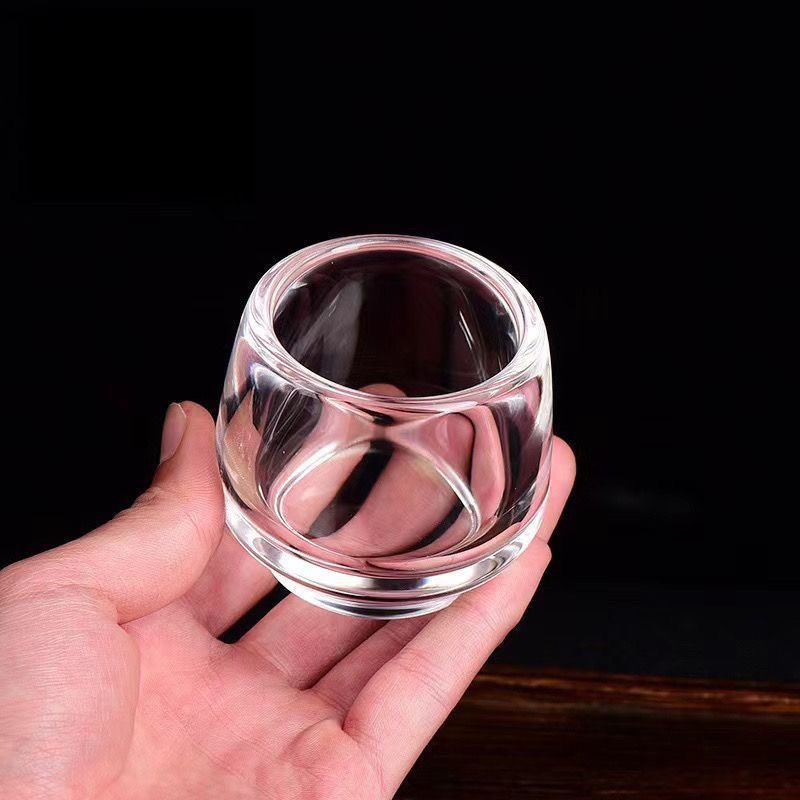 【四只装】水晶扳指杯家用透明主人杯创意加厚茶杯酒杯水杯玻璃杯