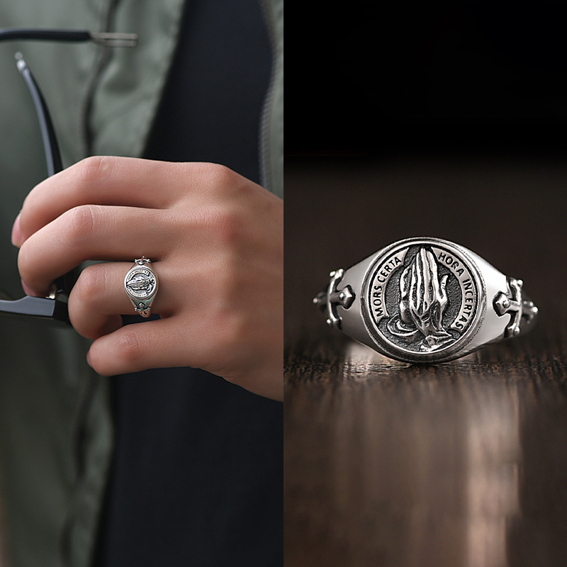 合金戒指 小众活口戒指可调节个性冷淡风指环复古做旧潮流男时尚