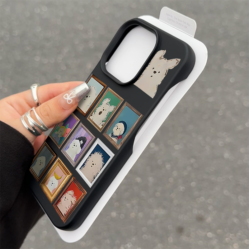 潦草小狗画像适用iPhone16/15promax无边框手机壳14/13软12情侣