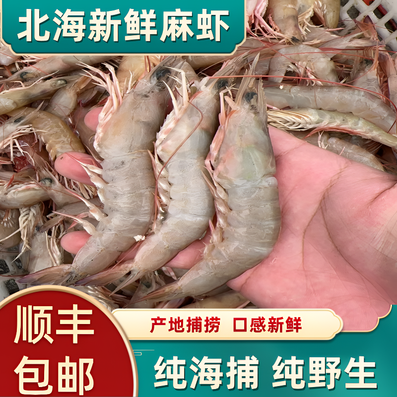 北海麻虾新鲜速冻剑虾海虾冷冻基围虾超大虾滑皮虾野生虾4斤沙虾