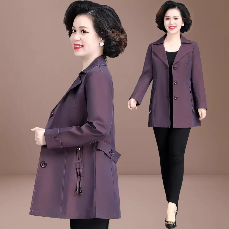中年妈妈秋装外套中长款洋气中老年女春秋季风衣高贵上衣服40岁50