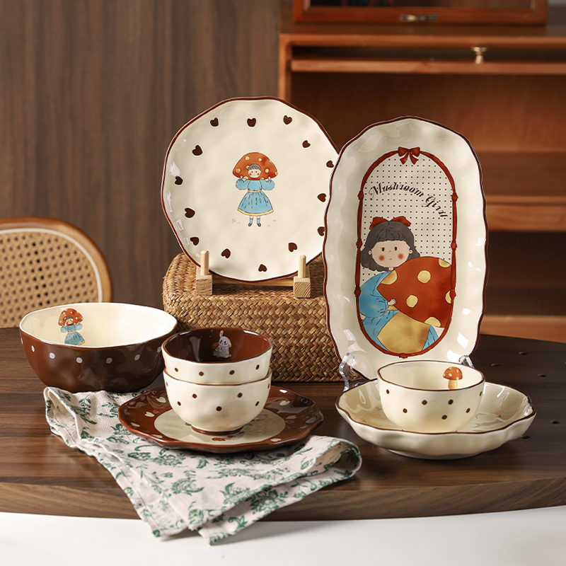 川岛屋可爱陶瓷盘子菜盘家用日式米饭碗餐盘鱼盘高级饭碗创意餐具