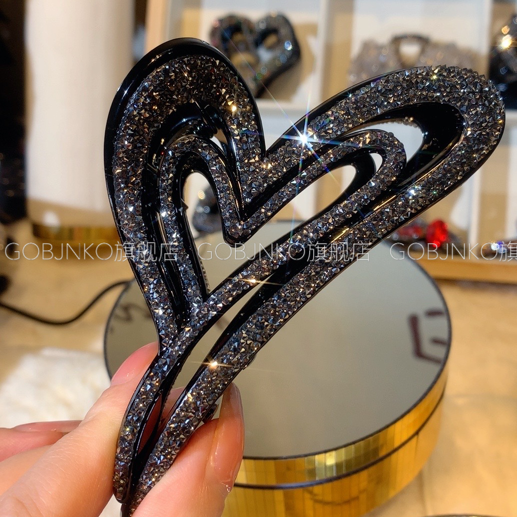 GOBJNKO2024韩版新品大抓夹11厘米爱心抓夹轻奢优雅发饰满钻