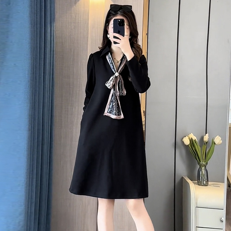 设计感大码宽松时尚中长款裙子春秋新款遮肉显瘦洋气打底连衣裙女