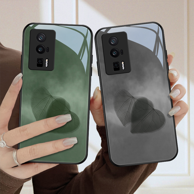爱心树叶适用小米红米K60手机壳RedmiK60pro玻璃壳保护套k60e可爱