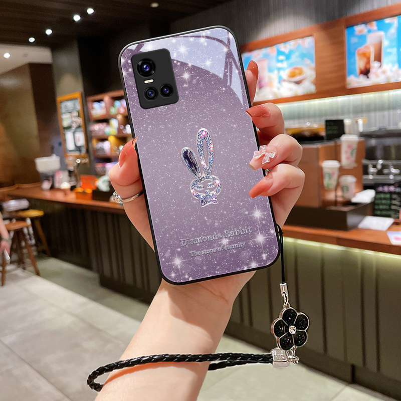 星闪小兔适用vivos10手机壳10pro玻璃s10e女款网红挂绳vivos9硅胶