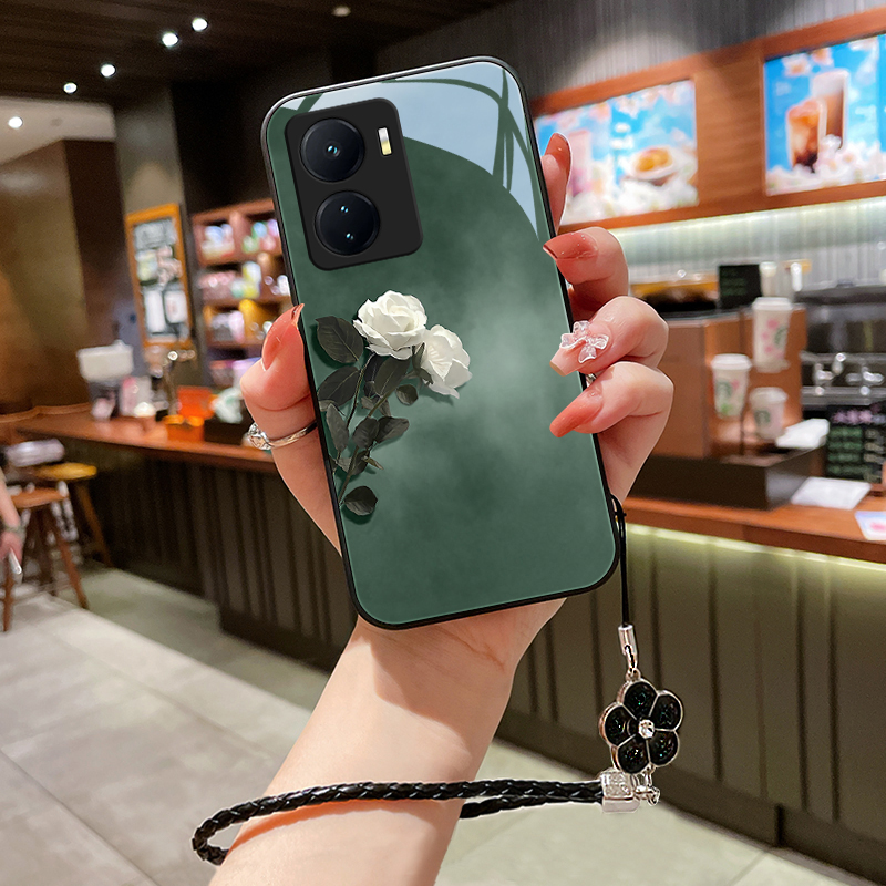 素雅花朵适用vivoiqooz6手机壳IQOOZ6女款挂绳iqooz5可爱iqooz3玻