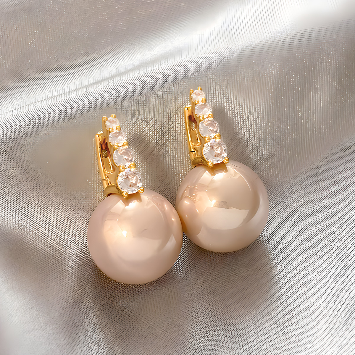 BAZAAR 铜合金合成锆石耳饰 气质轻奢时尚百搭法式小众简约耳环女