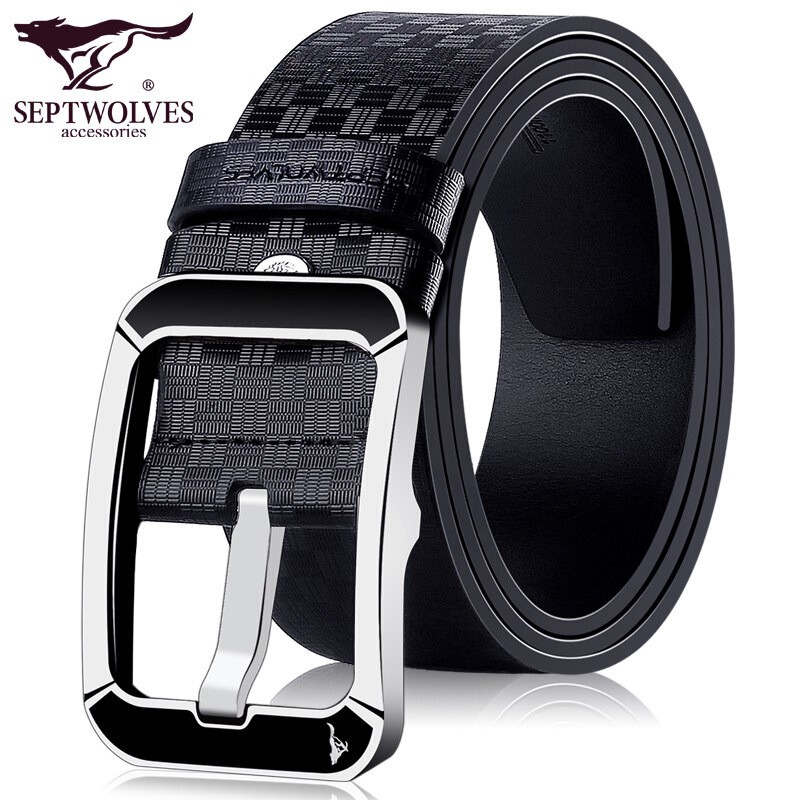 七匹狼皮带男士真皮针扣腰带牛皮韩版中青年休闲牛仔裤带百搭正品