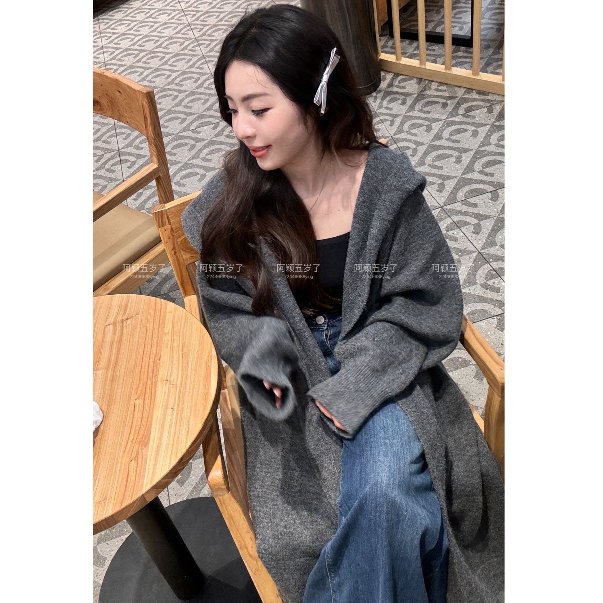 2025春新款针织开衫毛衣外套宽松女士大一慵懒风气质大衣加厚