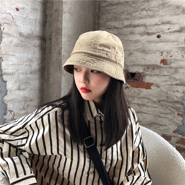 日系文艺百搭小头围渔夫帽女小帽檐盆帽女款短发戴的帽子工装风