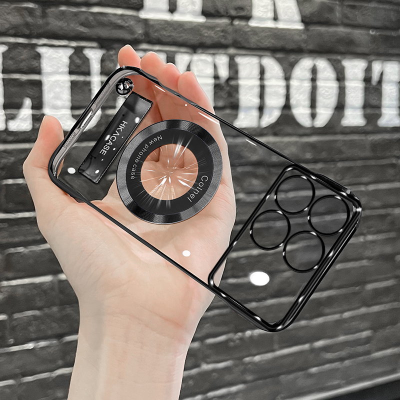 适用红米k70高级感超薄电镀无边框磁吸贴电镀支架手机壳