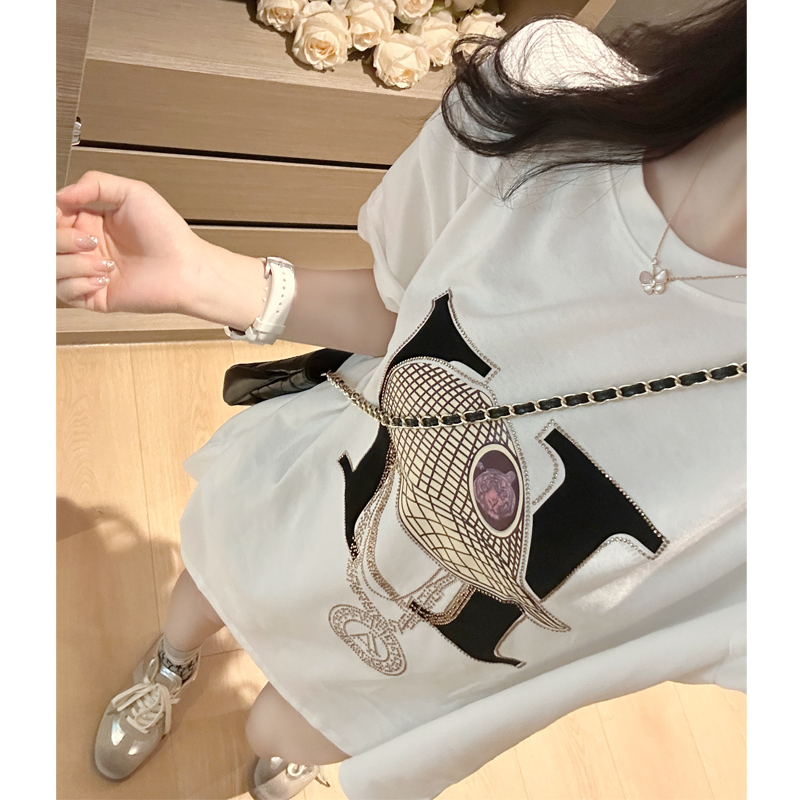 白色短袖t恤女2025新爆款欧货大版小众网红洋气炸街潮牌时尚上衣