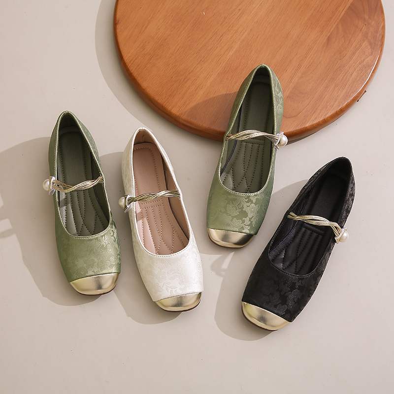 【88511】复古玛丽珍国潮鞋子单鞋软底平底浅口圆头春季温柔扣带