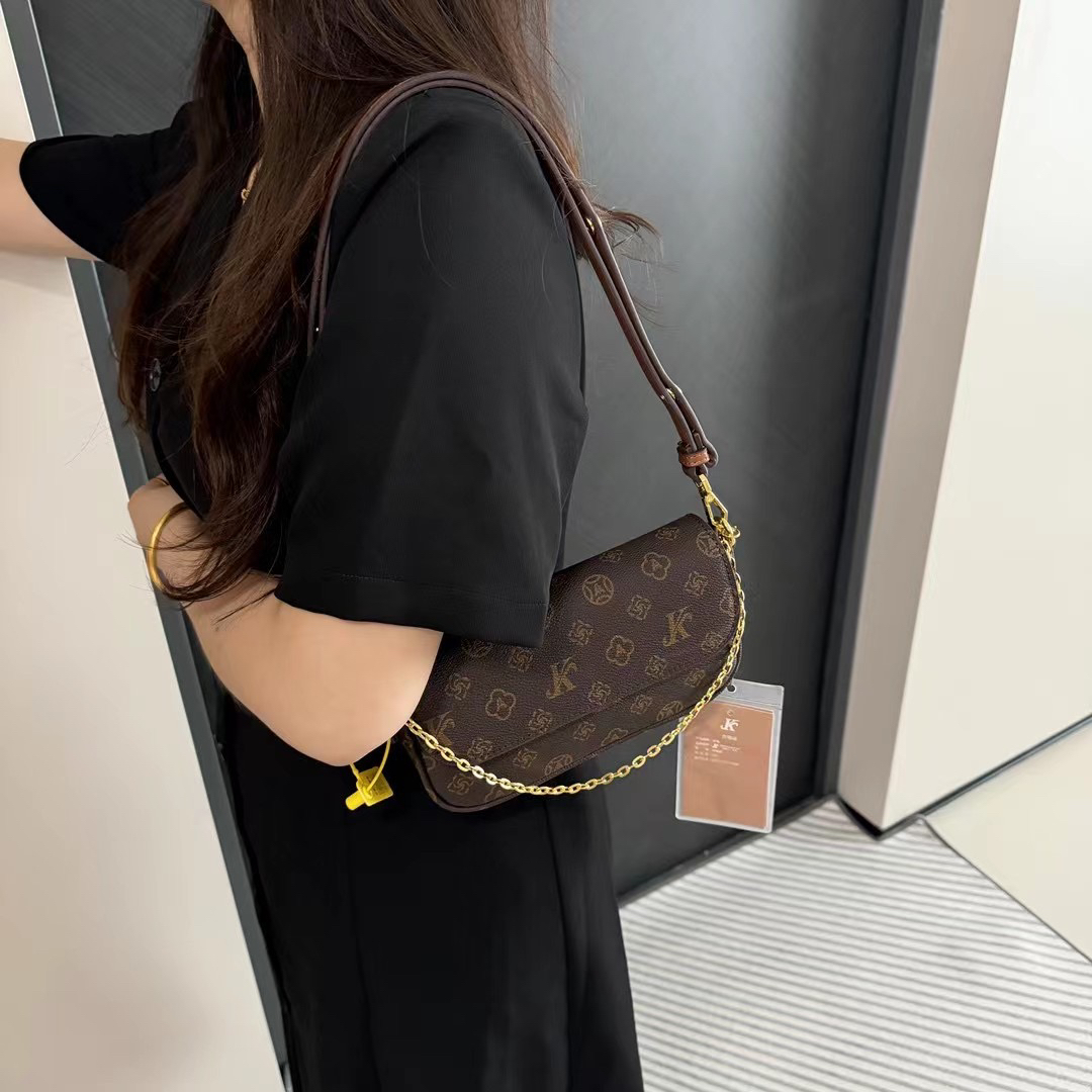 棕色莫妮卡：单肩斜挎小麻将包