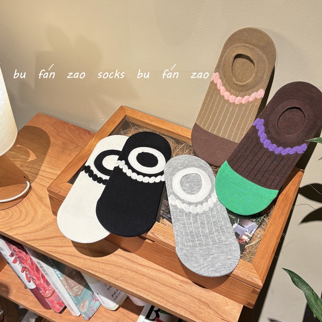 防掉跟夏季纯色薄棉船袜隐形袜无骨棉袜透气防晒同款黑白百搭防滑