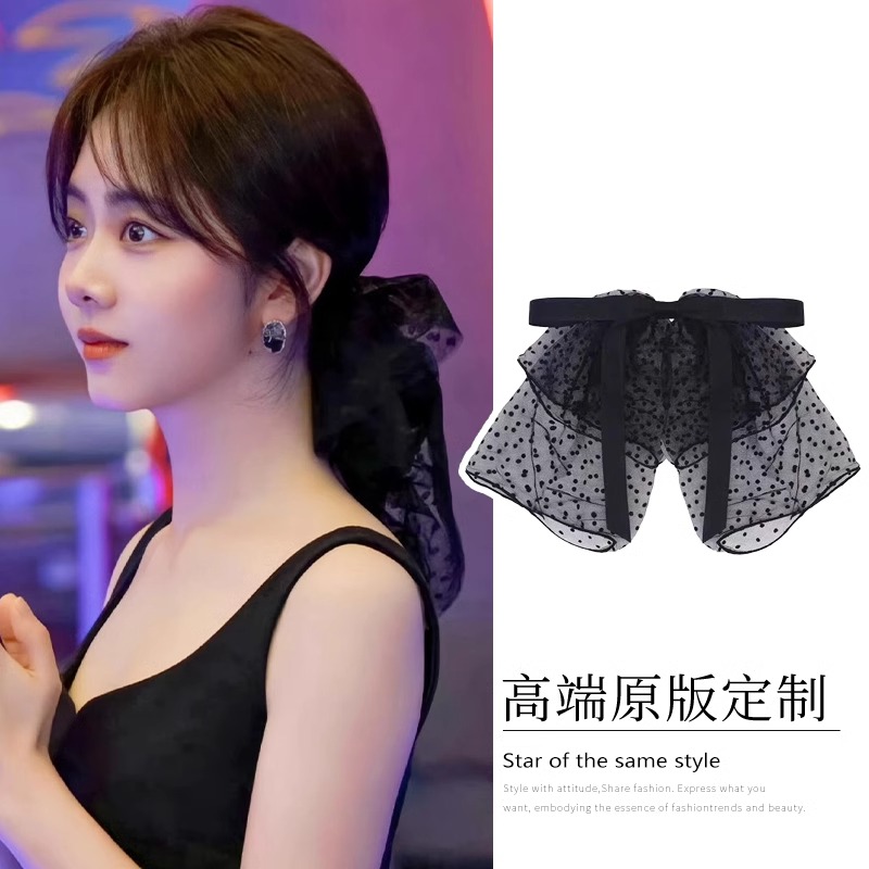 你比星光美丽谭松韵纪星同款蝴蝶结发卡女气质后脑勺网纱发夹发饰