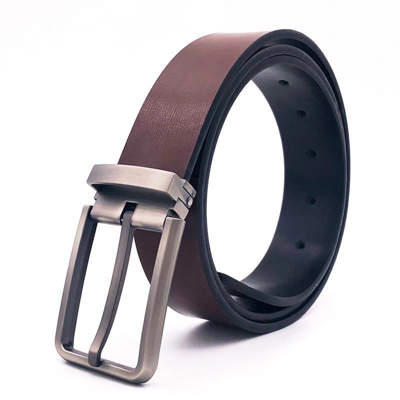 男士真皮腰带礼盒 双色针扣旋转年轻潮裤腰带 商务礼品牛皮腰带男