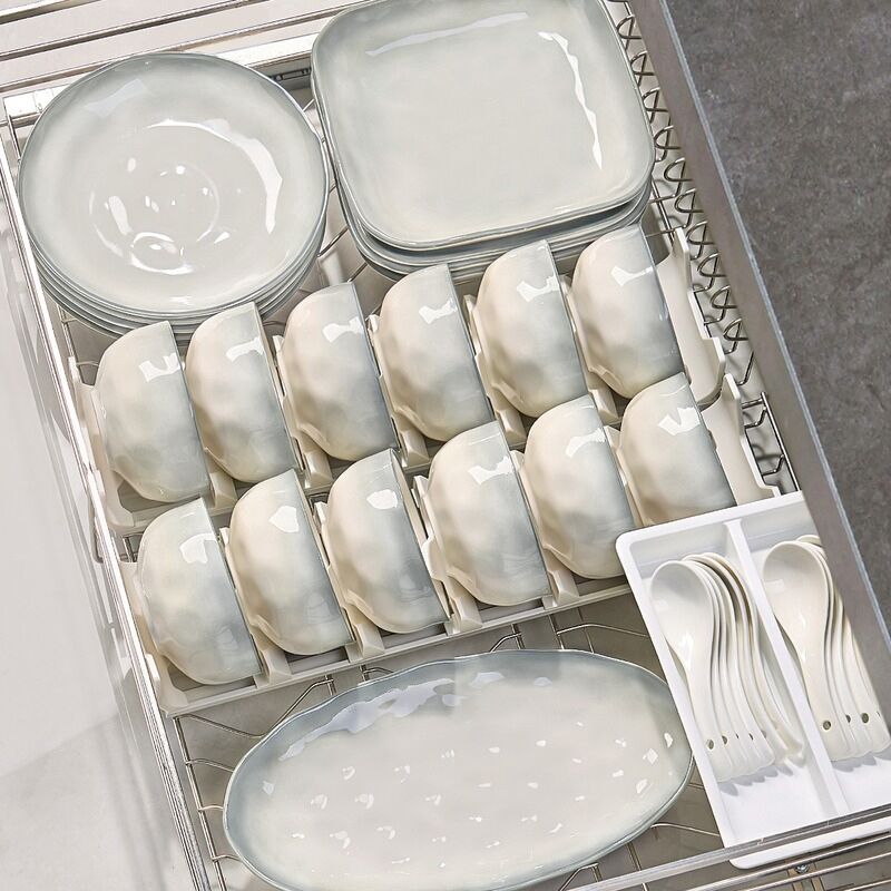 78件原创烟雨谣陶瓷餐具套装乔迁之喜家用新居碗盘碗筷一套家庭用