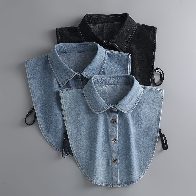 假领子女秋冬春百搭休闲牛仔尖领搭配卫衣毛衣保暖减龄衬衣假衣领