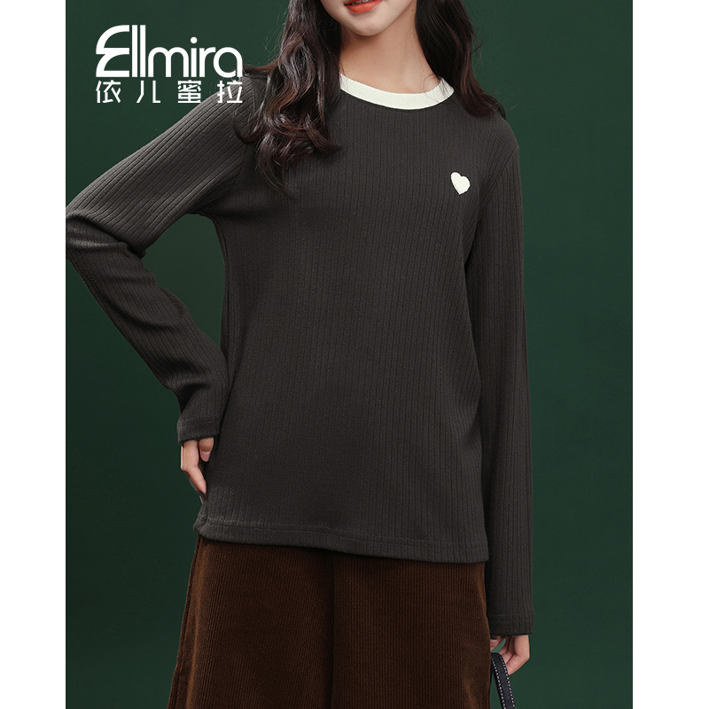 8764女童长袖T恤儿童上衣打底衫基础百搭2024新款女大童