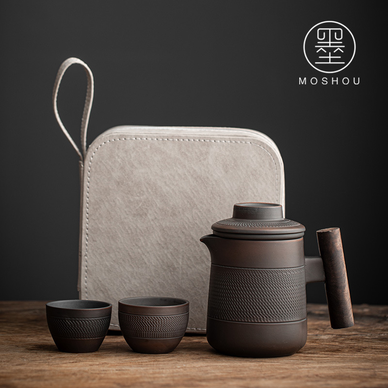 紫陶旅行茶具套装便携快客杯一壶二杯功夫泡茶壶车载户外商务礼品