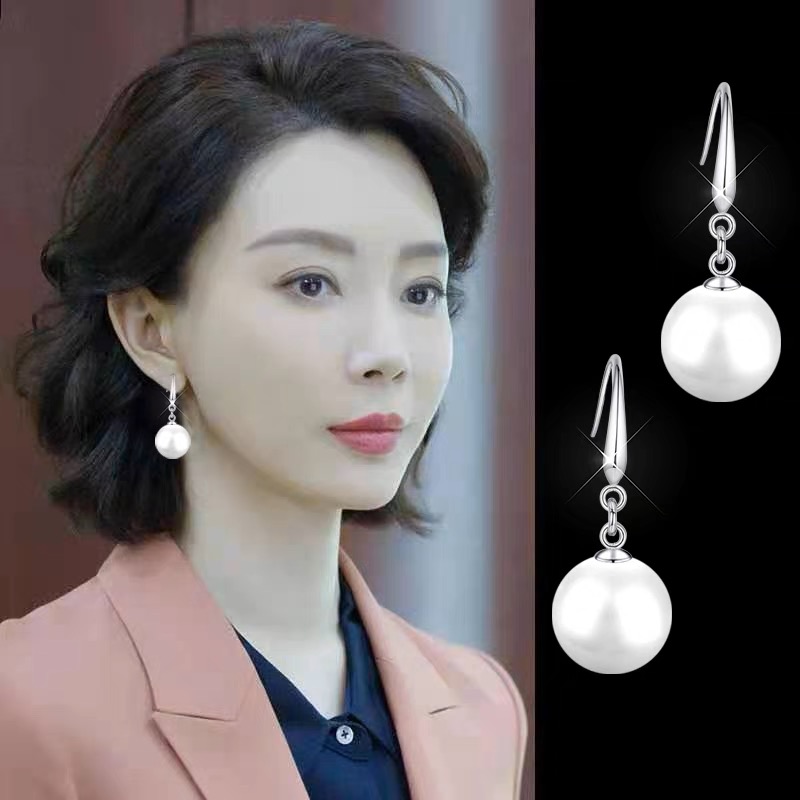 925银耳饰 纯银珠珠耳环简约百搭明星同款长款耳坠气质养耳洞耳饰