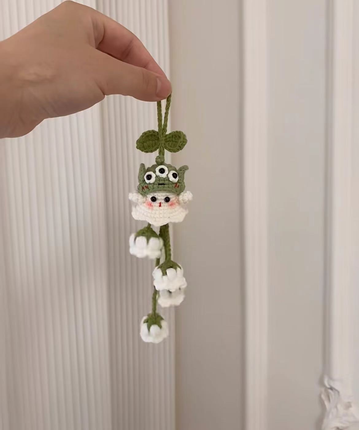 【爱宝】毛线钩针小幽灵铃兰花挂件手工编织DIY材料汽车挂件
