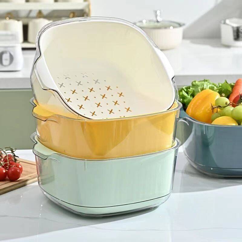 双层塑料洗菜盆沥水篮子厨房神器多功能客厅家用水果盘洗水果菜篮