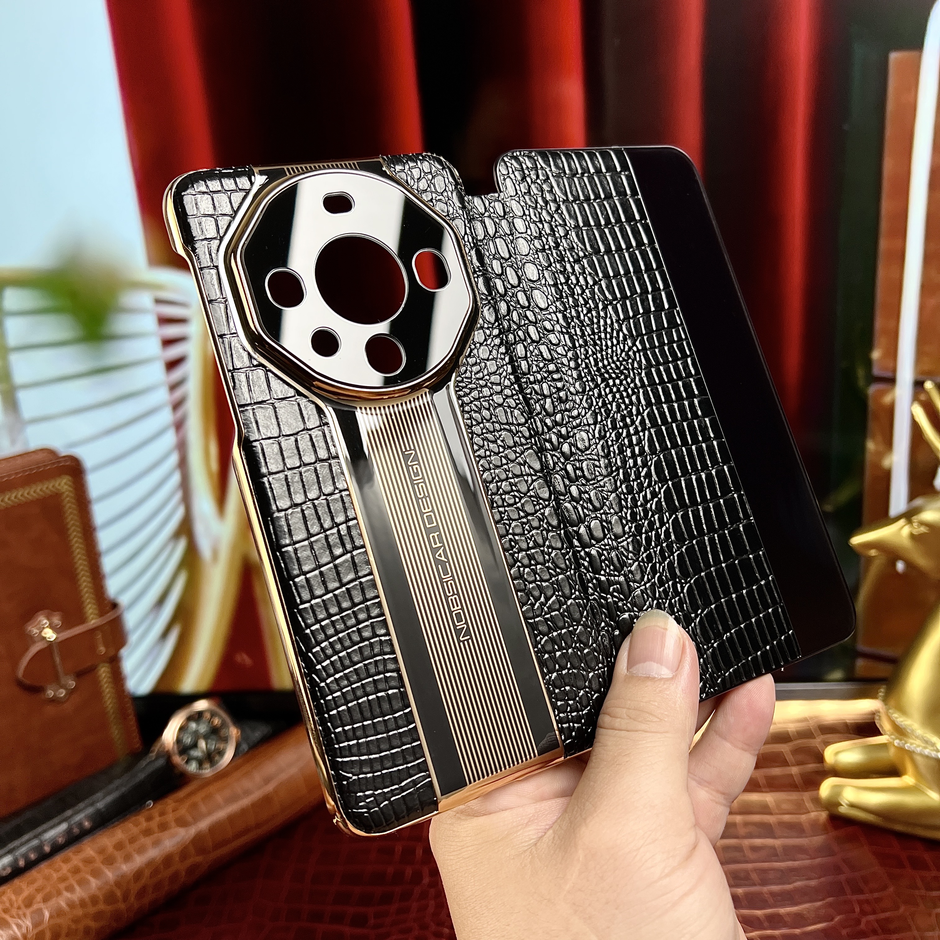 华为mate60pro手机壳新款真皮磁吸翻盖60智能视窗60RS非凡大师